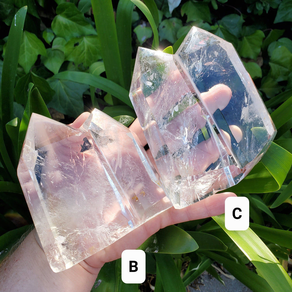 Chunky Double Point Quartz Tower - Counteracts Negativity, Energizes Positive Energy, Cleanses Aura - Clear Quartz Crystal Healing Gemstone