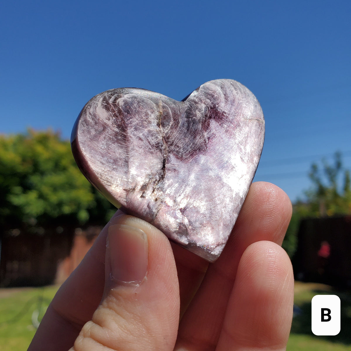Flashy Mica Heart - High Quality Purple Mica - Helps Through Transitions, Stress Relief, Calming - Flashy Lepidolite Heart Healing Gemstone