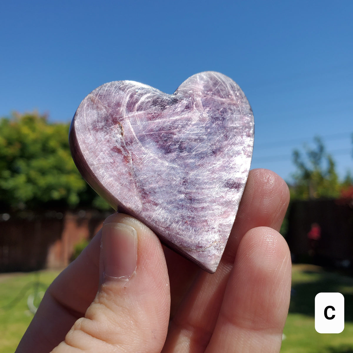 Flashy Mica Heart - High Quality Purple Mica - Helps Through Transitions, Stress Relief, Calming - Flashy Lepidolite Heart Healing Gemstone