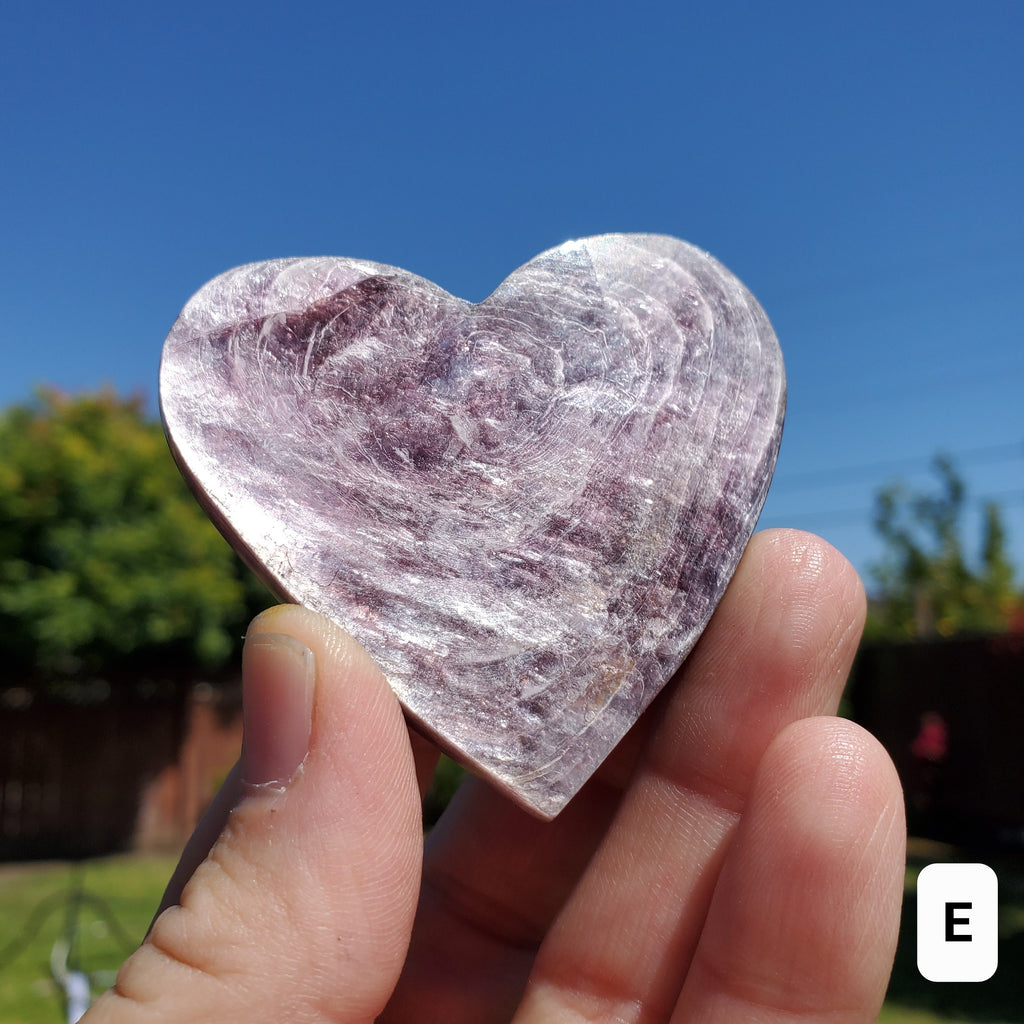 Flashy Mica Heart - High Quality Purple Mica - Helps Through Transitions, Stress Relief, Calming - Flashy Lepidolite Heart Healing Gemstone