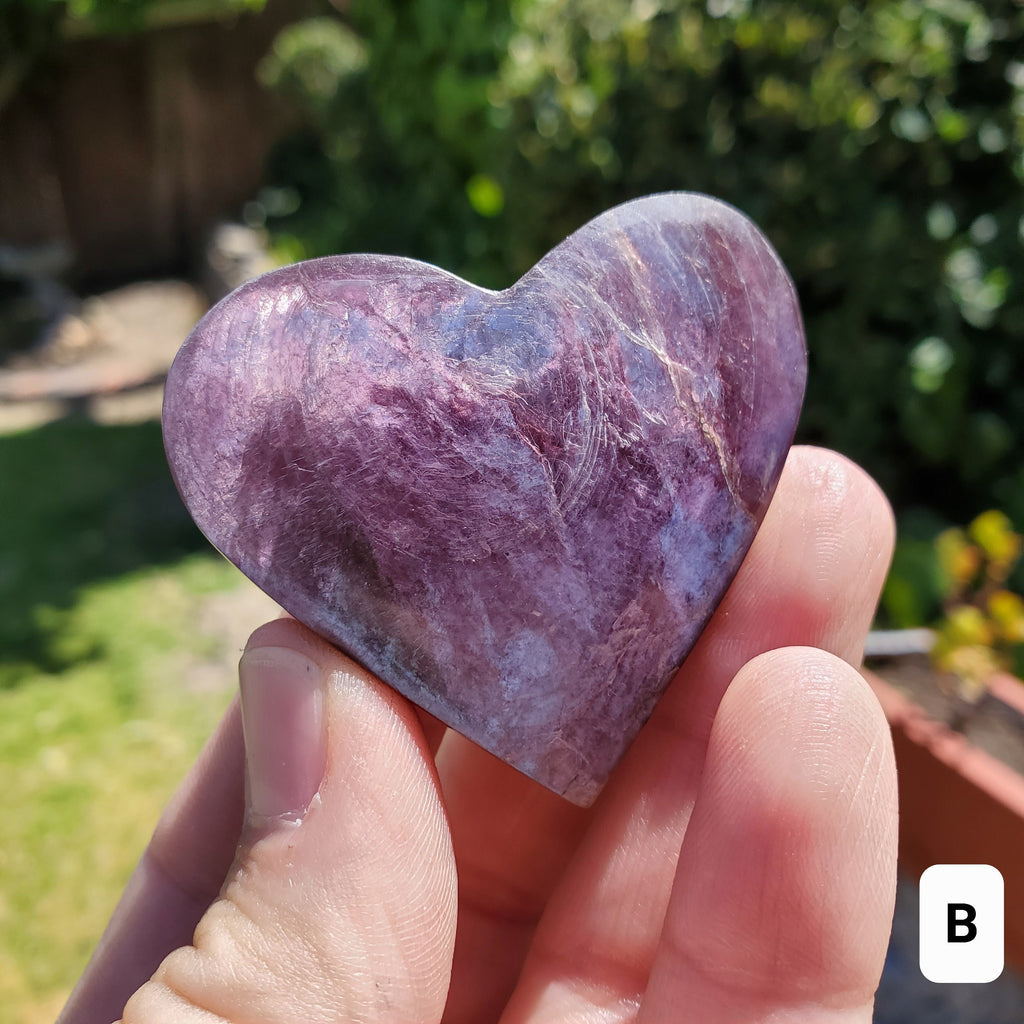Flashy Mica Heart - High Quality Purple Mica - Helps Through Transitions, Stress Relief, Calming - Flashy Lepidolite Heart Healing Gemstone