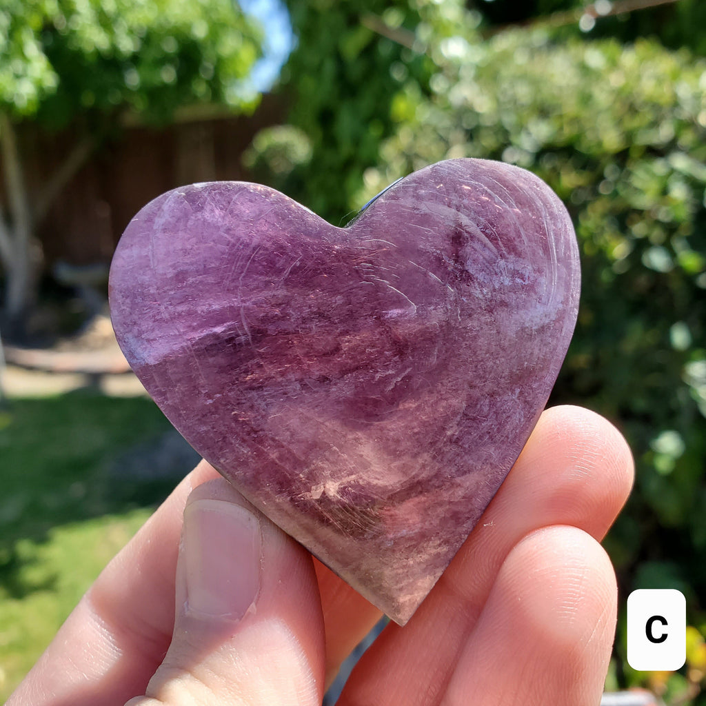 Flashy Mica Heart - High Quality Purple Mica - Helps Through Transitions, Stress Relief, Calming - Flashy Lepidolite Heart Healing Gemstone