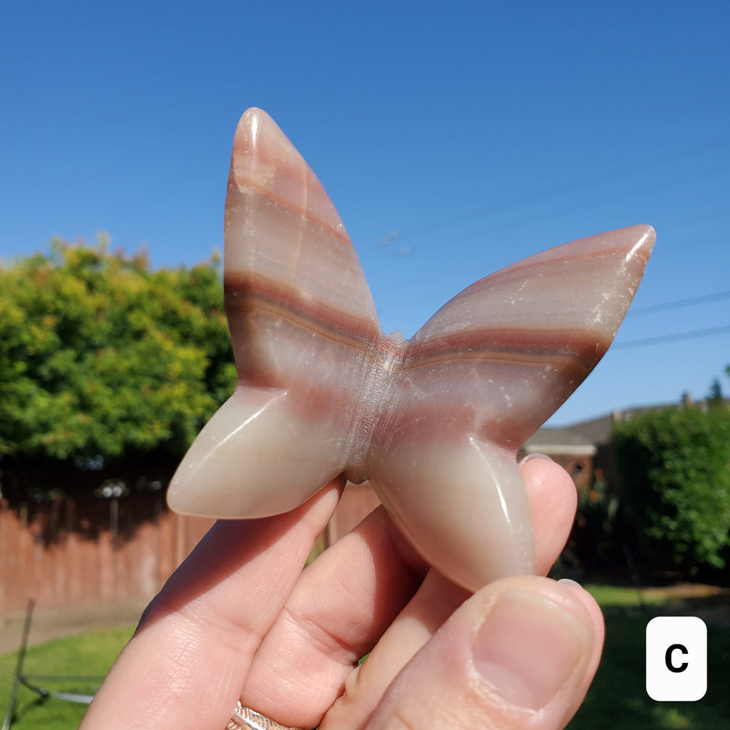 Pink Banded Calcite Butterfly - Emotional Healing, Pure Love, Happiness, Soothing - 3D Crystal Butterfly Stone Healing Crystals Gemstones
