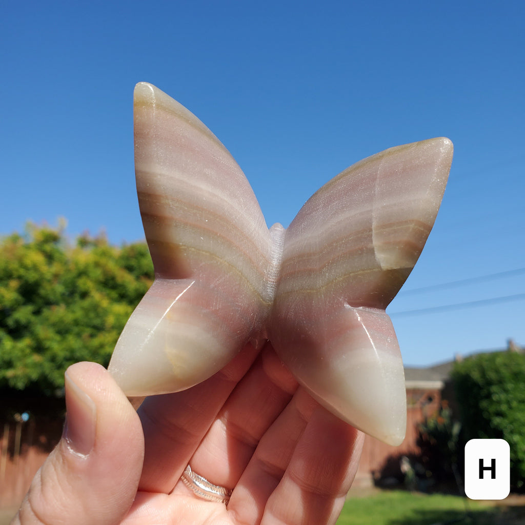 Pink Banded Calcite Butterfly - Emotional Healing, Pure Love, Happiness, Soothing - 3D Crystal Butterfly Stone Healing Crystals Gemstones