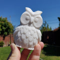 Chunky White Jade Owl - Brings in Joy, Peace, Calm & Love Energy - Flashy White Owl Stone Carving Healing Gemstones