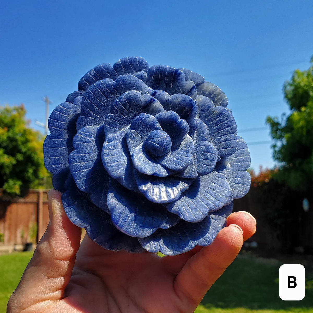 Big Blue Aventurine Rose - Self-Discipline, Inner Strength, Communication - Aventurine Crystal Flower Healing Gemstones