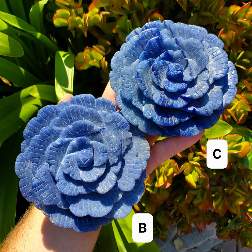 Big Blue Aventurine Rose - Self-Discipline, Inner Strength, Communication - Aventurine Crystal Flower Healing Gemstones
