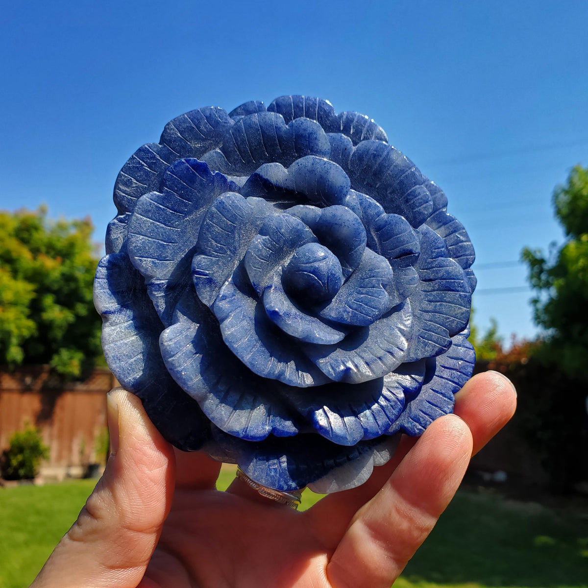 Big Blue Aventurine Rose - Self-Discipline, Inner Strength, Communication - Aventurine Crystal Flower Healing Gemstones