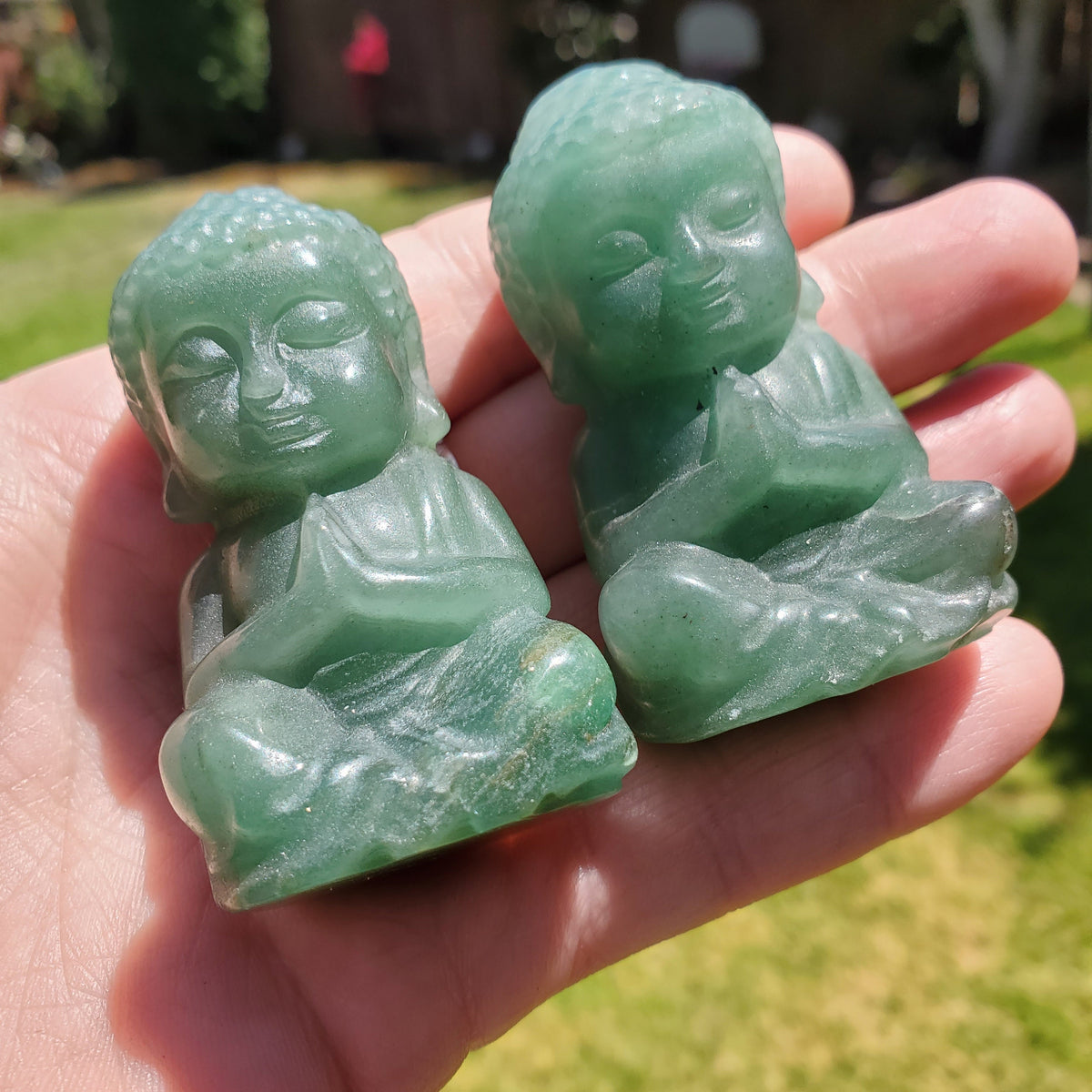 Green Aventurine Buddha - Prosperity, Manifestation, Wealth - Carved Buddha Stone Healing Crystals Gemstones