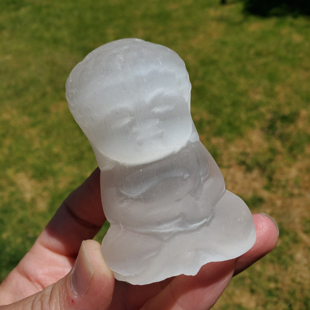 Chunky Selenite Buddha - Tranquility, Blessings, Love & Light - Satin Spar Selenite Crystal Buddha Carving Healing Gemstone