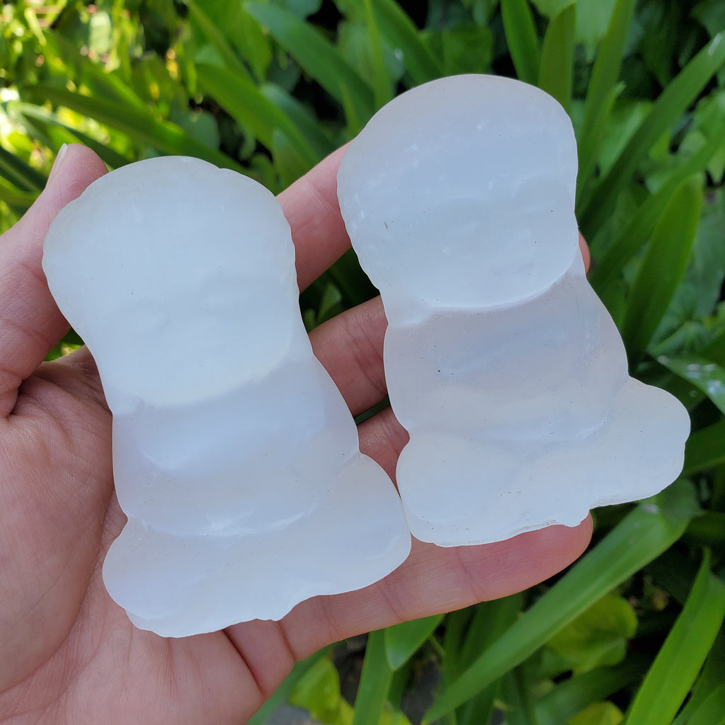 Chunky Selenite Buddha - Tranquility, Blessings, Love & Light - Satin Spar Selenite Crystal Buddha Carving Healing Gemstone