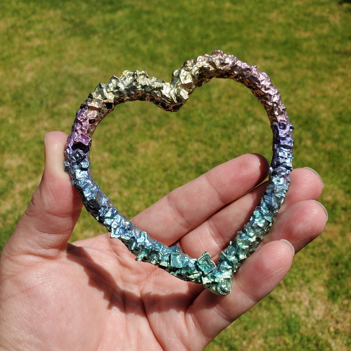 Big Bismuth Heart - Togetherness, Helps Bond Relationships, Strengthens Visualizations - Carved Heart Healing Gemstone