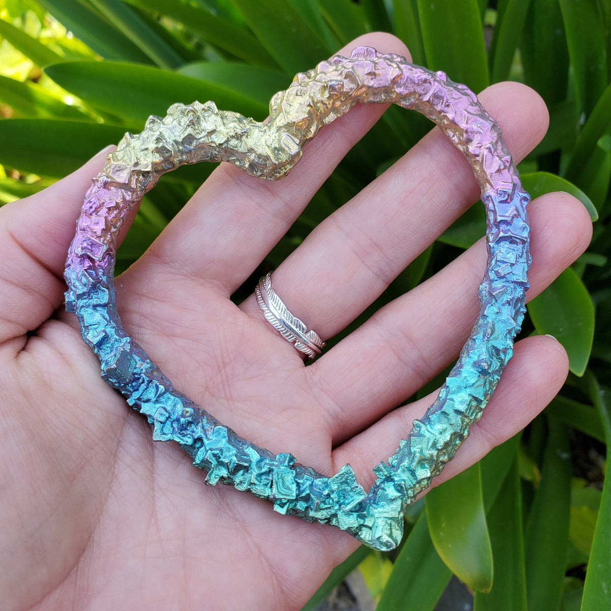 Big Bismuth Heart - Togetherness, Helps Bond Relationships, Strengthens Visualizations - Carved Heart Healing Gemstone
