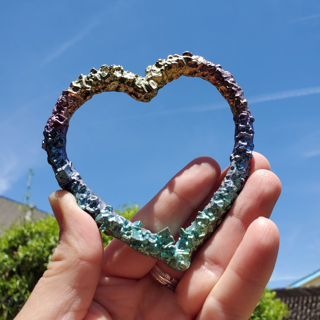Big Bismuth Heart - Togetherness, Helps Bond Relationships, Strengthens Visualizations - Carved Heart Healing Gemstone