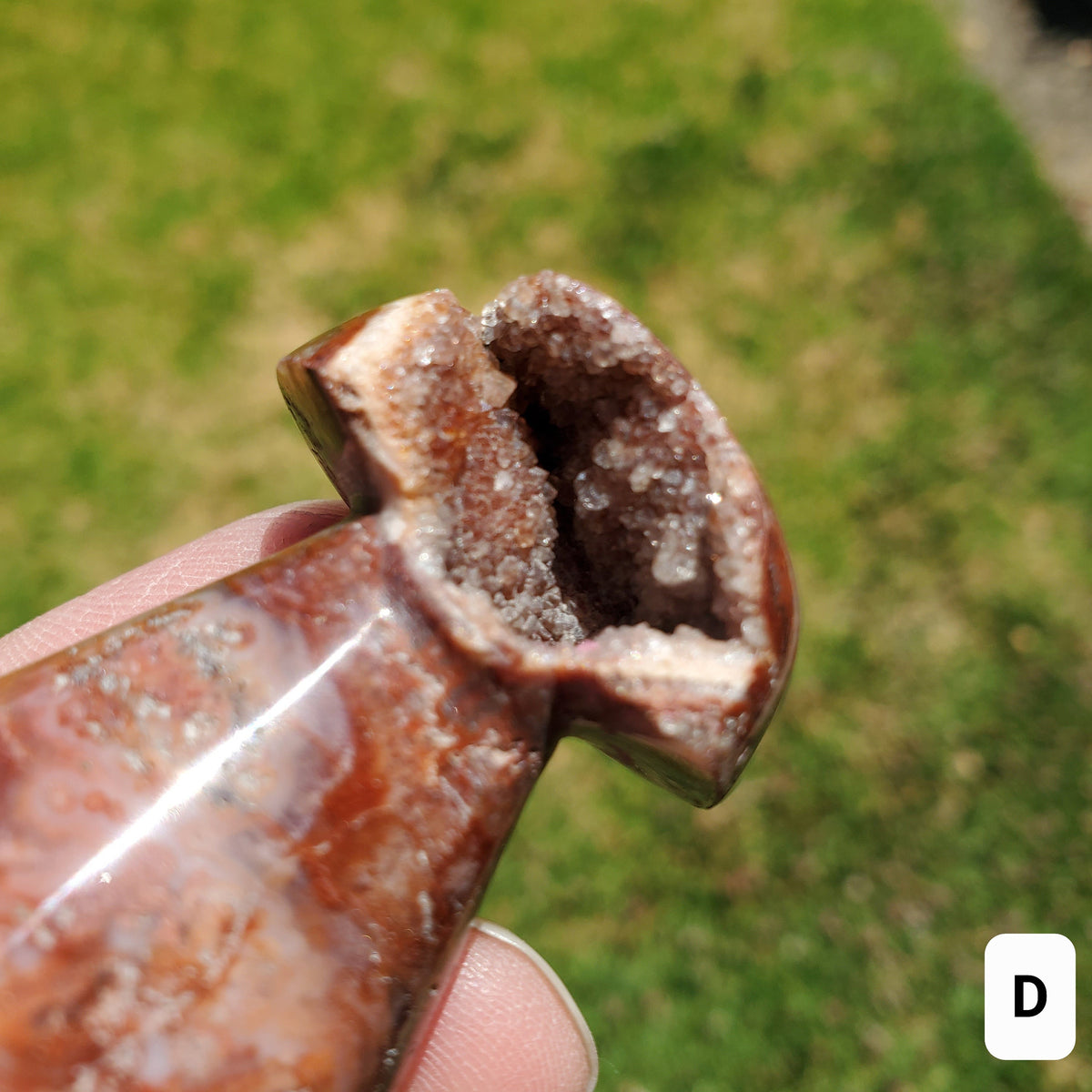 Cute Druzy Pink Lace Agate Mushroom - Balance of the Physical, Mental & Emotional, Energy Shield - Agate Crystal Mushie Carving Healing Gem