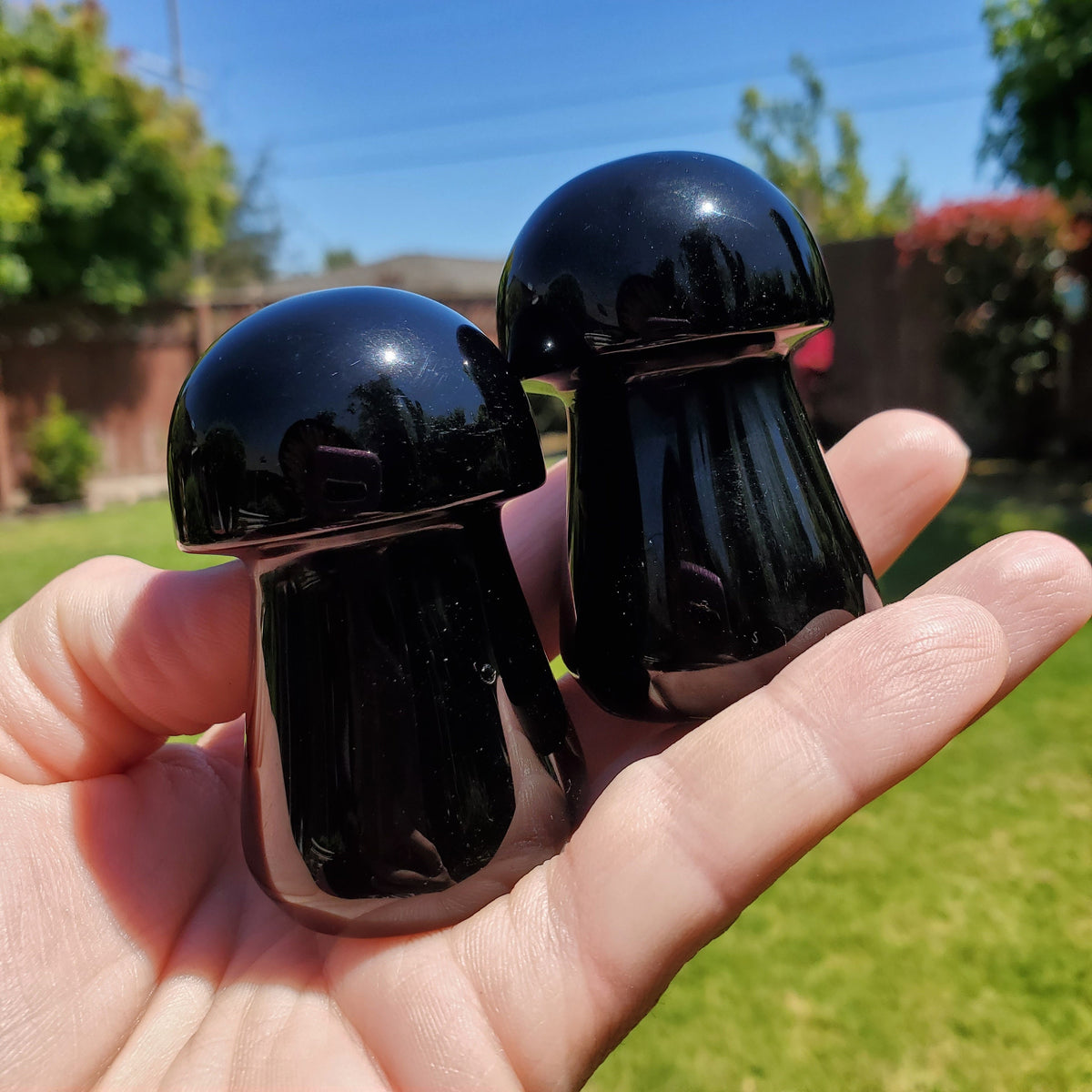 Obsidian Mushroom - Self Reflection, Release Negative Energies - 2.45" Obsidian Black Mushie Healing Crystals Gemstones