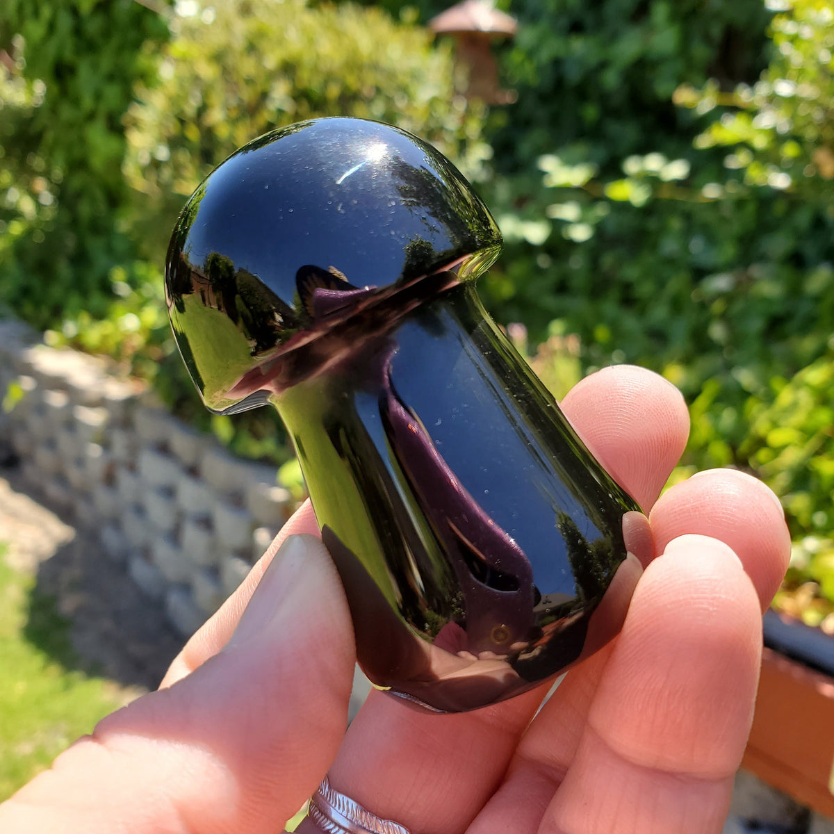 Obsidian Mushroom - Self Reflection, Release Negative Energies - 2.45" Obsidian Black Mushie Healing Crystals Gemstones