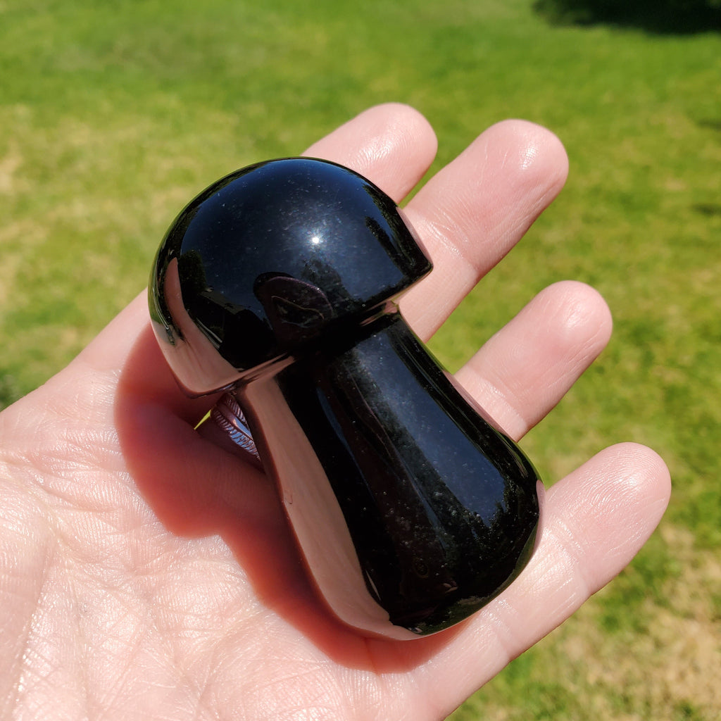 Obsidian Mushroom - Self Reflection, Release Negative Energies - 2.45" Obsidian Black Mushie Healing Crystals Gemstones