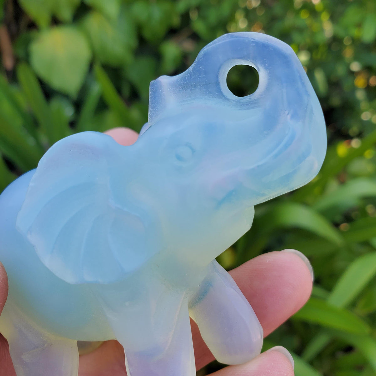Opalite Elephant - Confidence, Boost Inner Power, Stabilizing - Opalite Carved Crystal Elephant Healing Gemstones