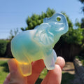 Opalite Elephant - Confidence, Boost Inner Power, Stabilizing - Opalite Carved Crystal Elephant Healing Gemstones