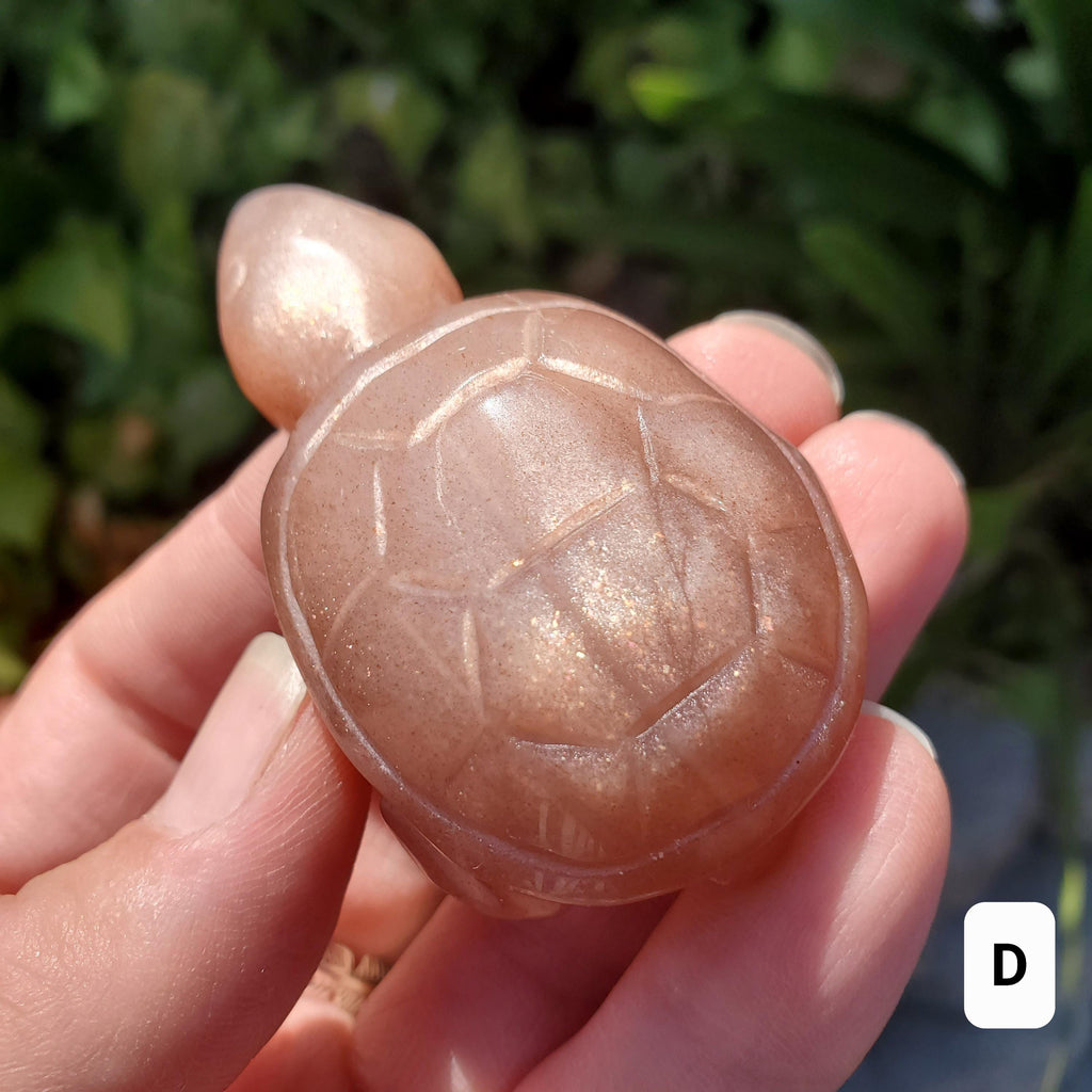 Sunstone Turtle - Uplifting, Excitement, Creativity, Carries Energy of the Sun - Flashy Crystal Turtle Healing Gemstone
