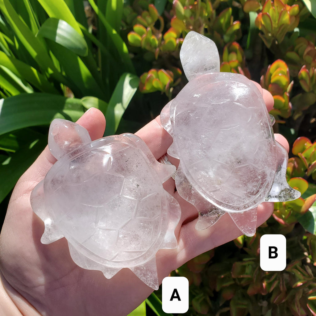 Quartz Turtle - Counteracts Negativity, Energizes Positivity - Crystal Turtle Carving Healing Gemstone Tortoise Figurine Paperweight