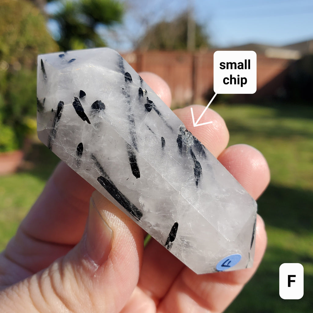 Tourmaline in Quartz Double Point - Magnification, Clarity, EMF Protection - Tourmalinated Crystal Point Healing Crystals Gemstones