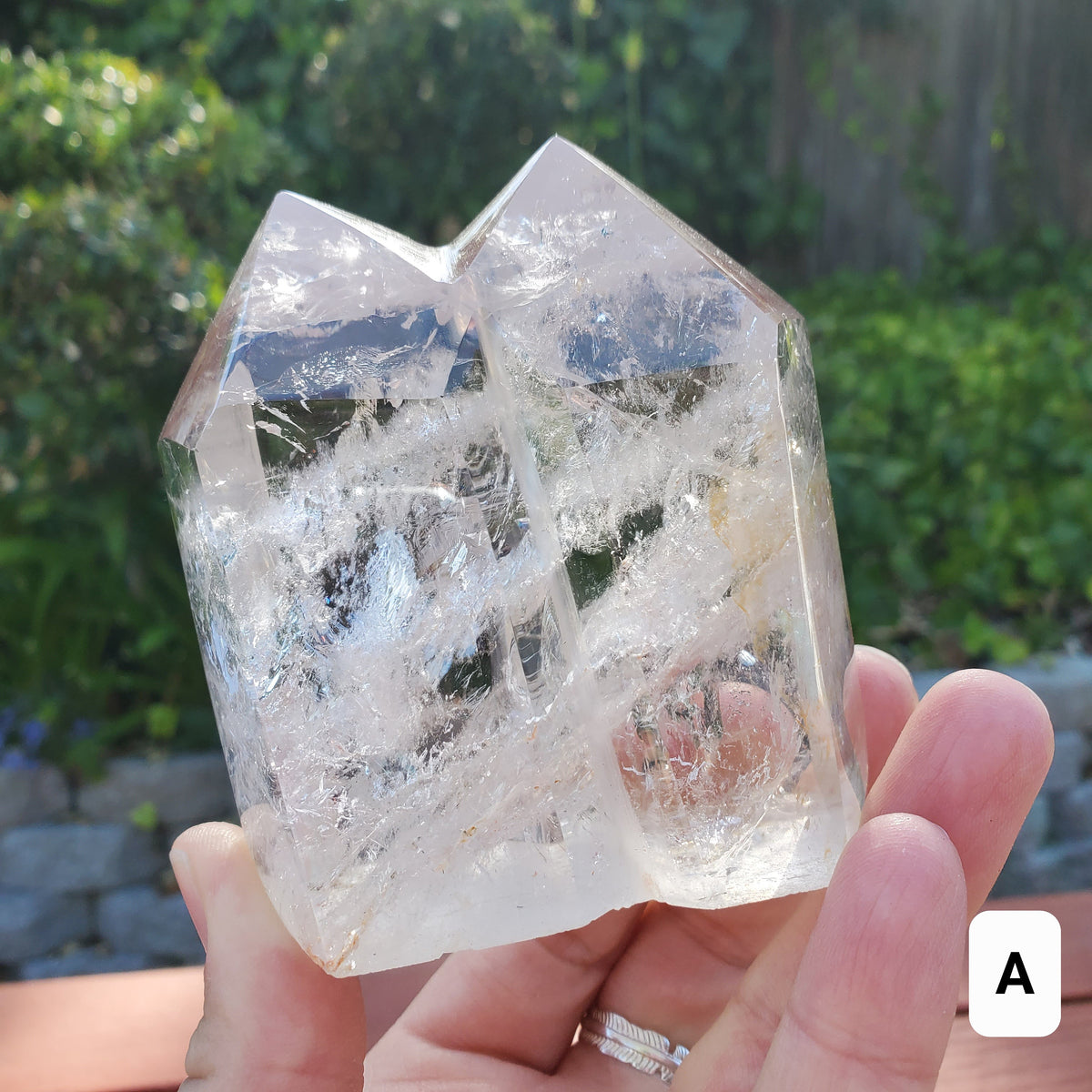 Chunky Double Point Quartz Tower - Counteracts Negativity, Energizes Positive Energy, Cleanses Aura - Clear Quartz Crystal Healing Gemstone