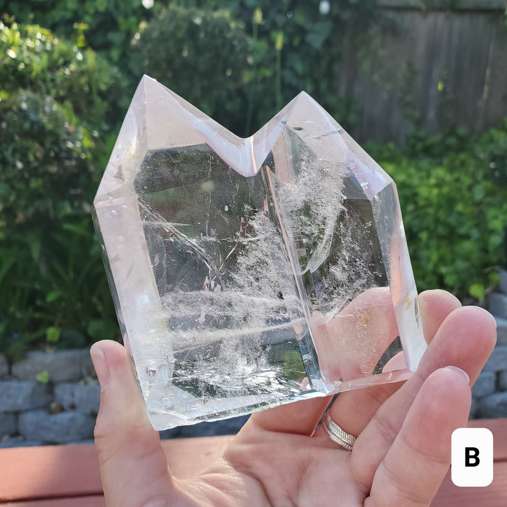 Chunky Double Point Quartz Tower - Counteracts Negativity, Energizes Positive Energy, Cleanses Aura - Clear Quartz Crystal Healing Gemstone