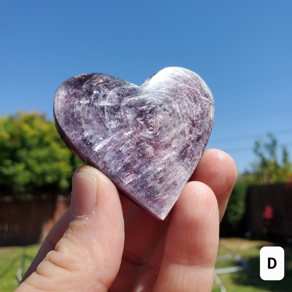 Flashy Mica Heart - High Quality Purple Mica - Helps Through Transitions, Stress Relief, Calming - Flashy Lepidolite Heart Healing Gemstone