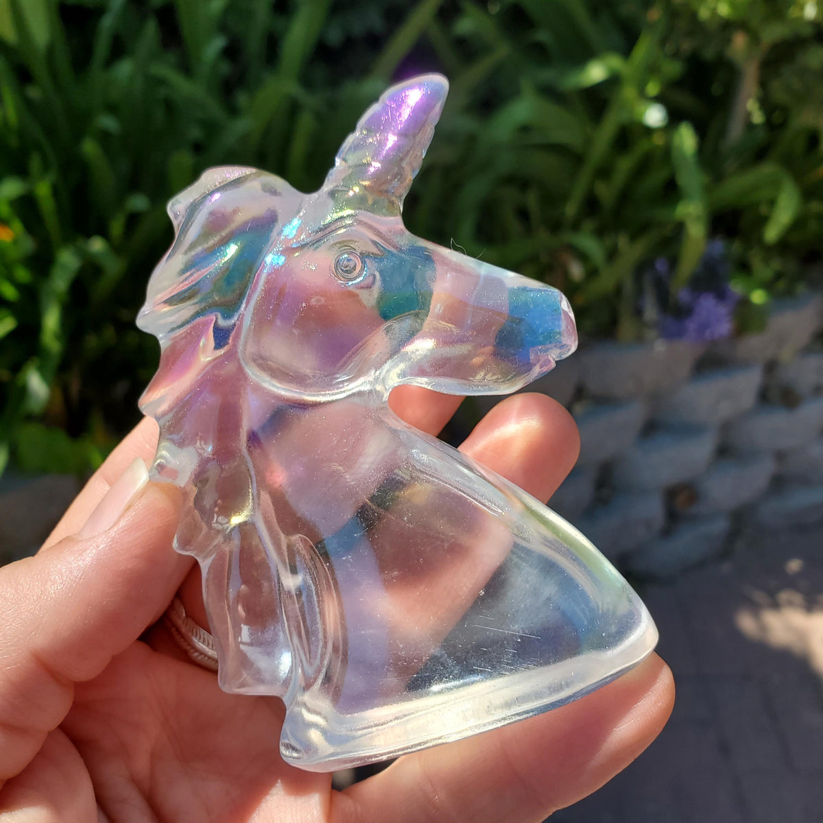 Aura Glass Unicorn - Helps Release Anger and Negativity - Unicorn Crystal Carving Gemstone