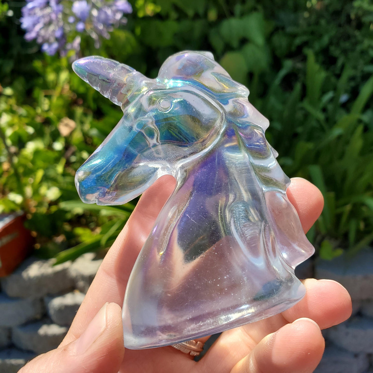 Aura Glass Unicorn - Helps Release Anger and Negativity - Unicorn Crystal Carving Gemstone