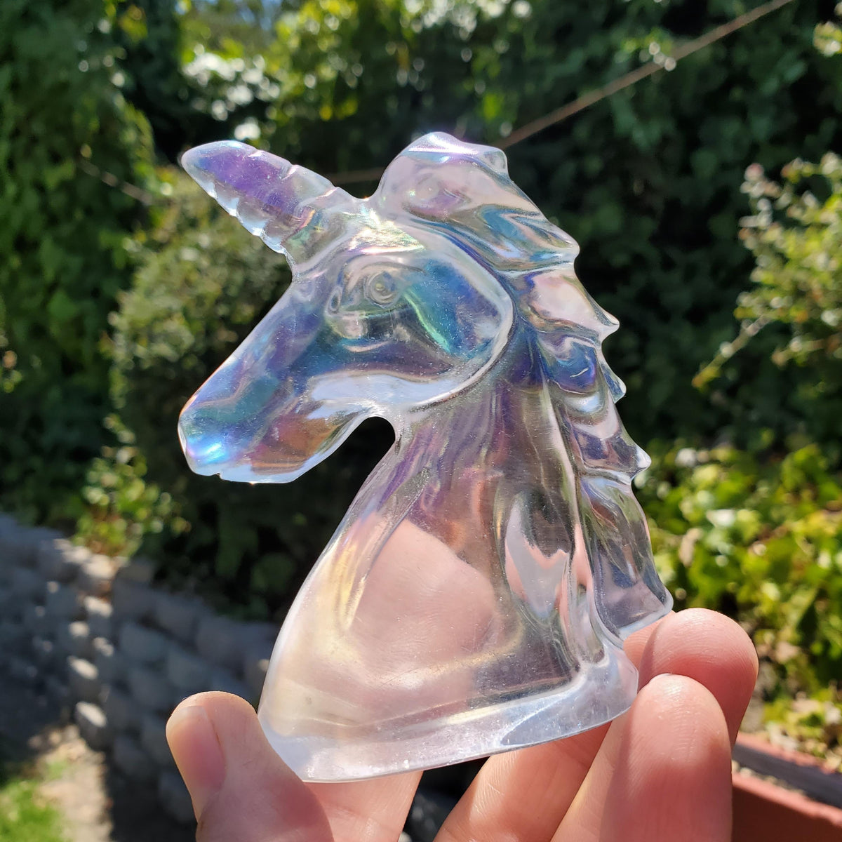 Aura Glass Unicorn - Helps Release Anger and Negativity - Unicorn Crystal Carving Gemstone