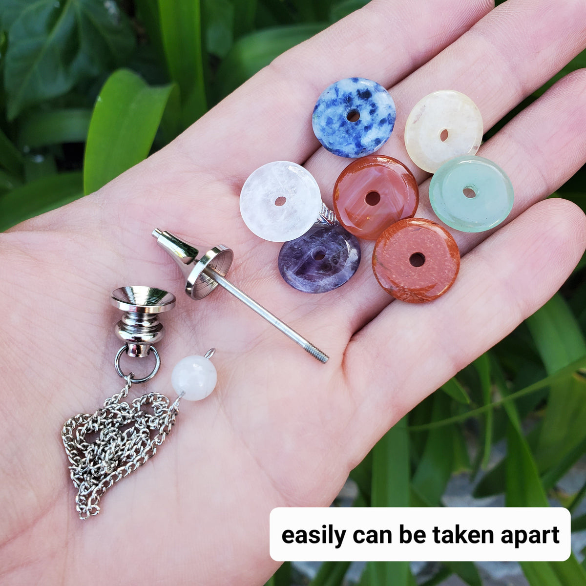 Chakra Pendulum - Grounding, Manifestation, Self Reflection, Prosperity, Wisdom, Strength, Awareness - Rainbow Gemstones