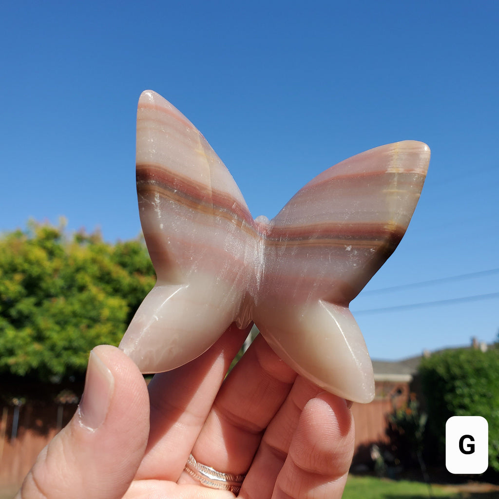 Pink Banded Calcite Butterfly - Emotional Healing, Pure Love, Happiness, Soothing - 3D Crystal Butterfly Stone Healing Crystals Gemstones