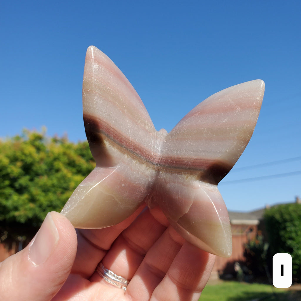 Pink Banded Calcite Butterfly - Emotional Healing, Pure Love, Happiness, Soothing - 3D Crystal Butterfly Stone Healing Crystals Gemstones