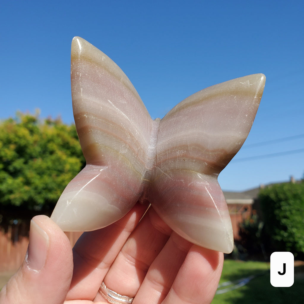 Pink Banded Calcite Butterfly - Emotional Healing, Pure Love, Happiness, Soothing - 3D Crystal Butterfly Stone Healing Crystals Gemstones