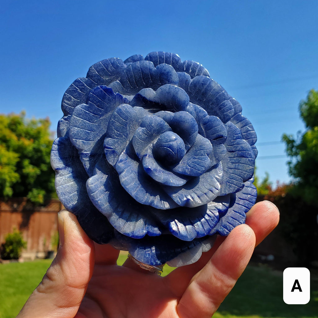Big Blue Aventurine Rose - Self-Discipline, Inner Strength, Communication - Aventurine Crystal Flower Healing Gemstones