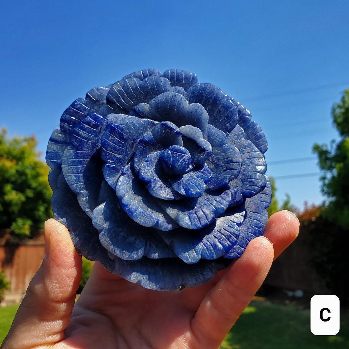 Big Blue Aventurine Rose - Self-Discipline, Inner Strength, Communication - Aventurine Crystal Flower Healing Gemstones