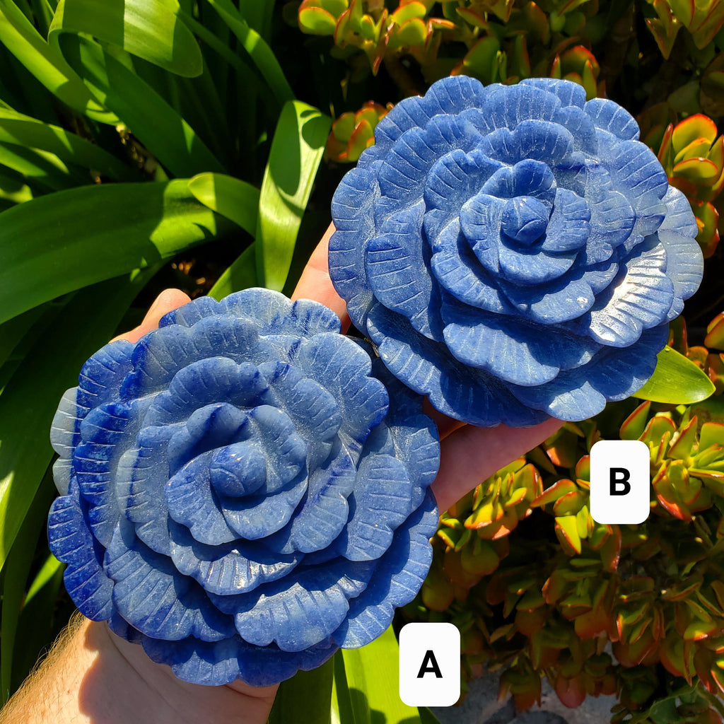 Big Blue Aventurine Rose - Self-Discipline, Inner Strength, Communication - Aventurine Crystal Flower Healing Gemstones