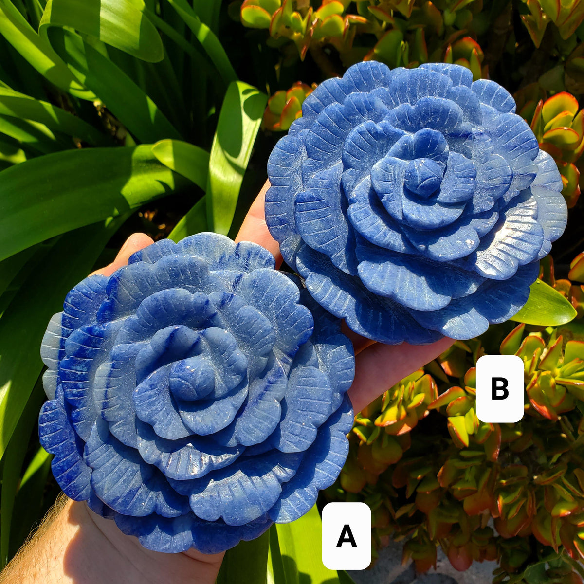 Big Blue Aventurine Rose - Self-Discipline, Inner Strength, Communication - Aventurine Crystal Flower Healing Gemstones