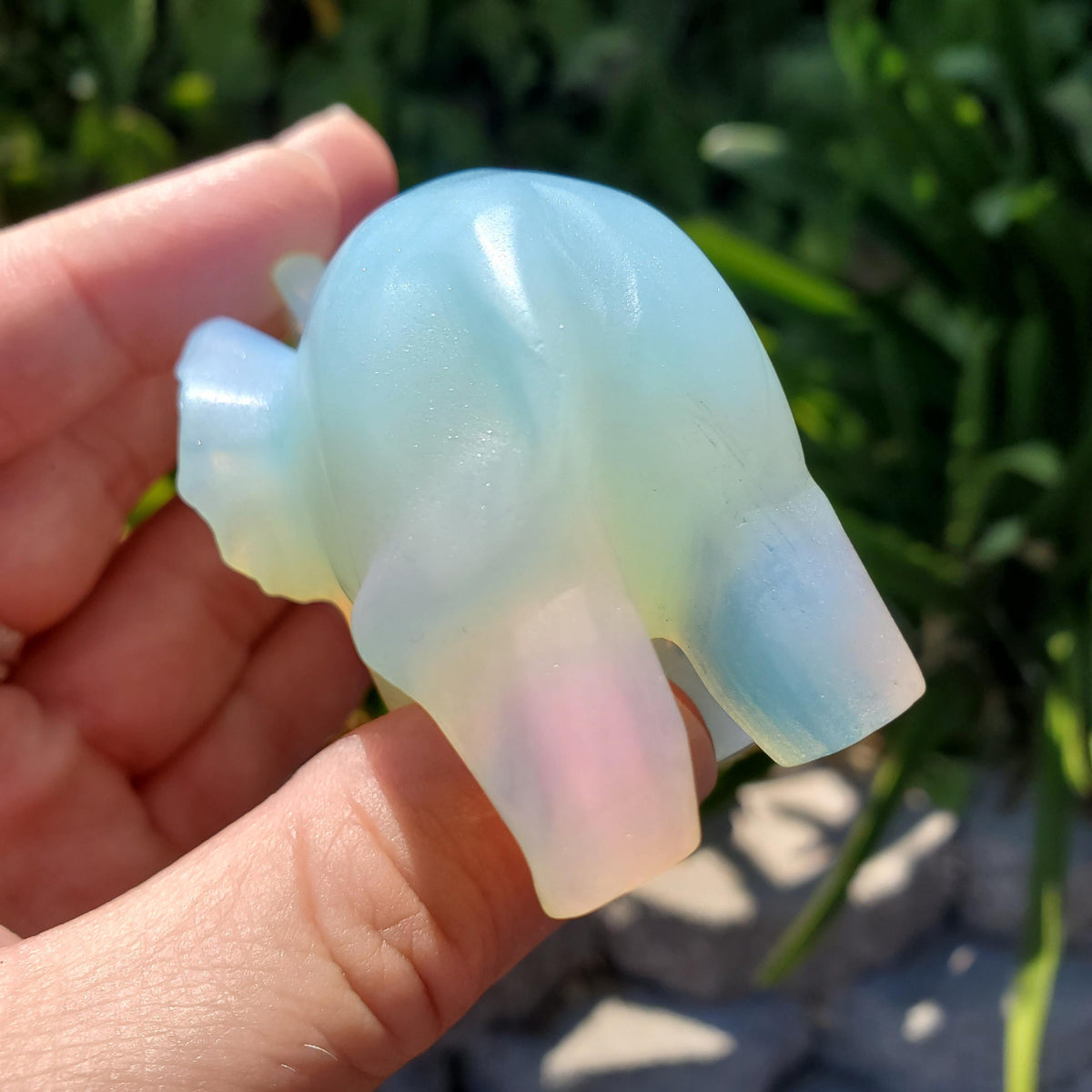 Opalite Elephant - Confidence, Boost Inner Power, Stabilizing - Opalite Carved Crystal Elephant Healing Gemstones