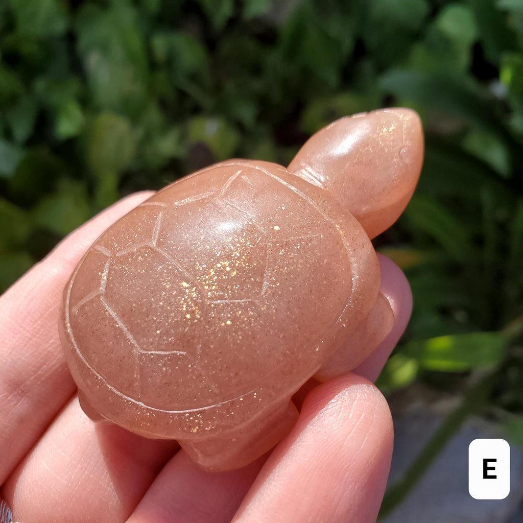 Sunstone Turtle - Uplifting, Excitement, Creativity, Carries Energy of the Sun - Flashy Crystal Turtle Healing Gemstone