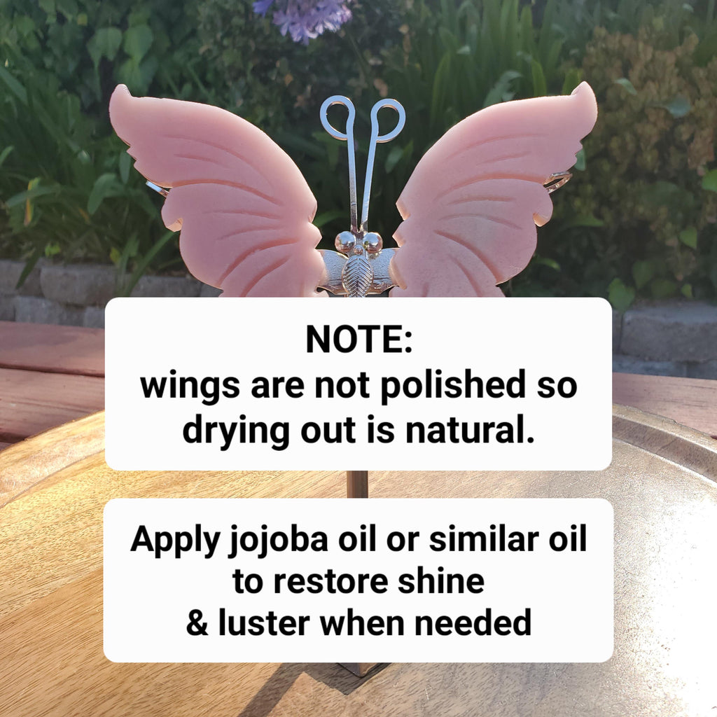 Pink Opal Butterfly - Activates Heart Chakra, Strengthens Connection To Yourself, Individuality - Pink Crystal Butterfly Carving
