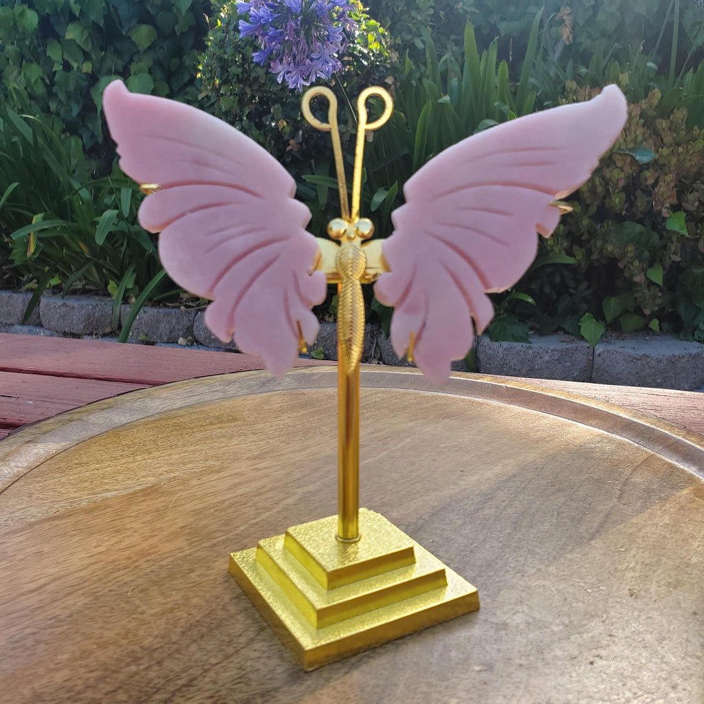Pink Opal Butterfly - Activates Heart Chakra, Strengthens Connection To Yourself, Individuality - Pink Crystal Butterfly Carving