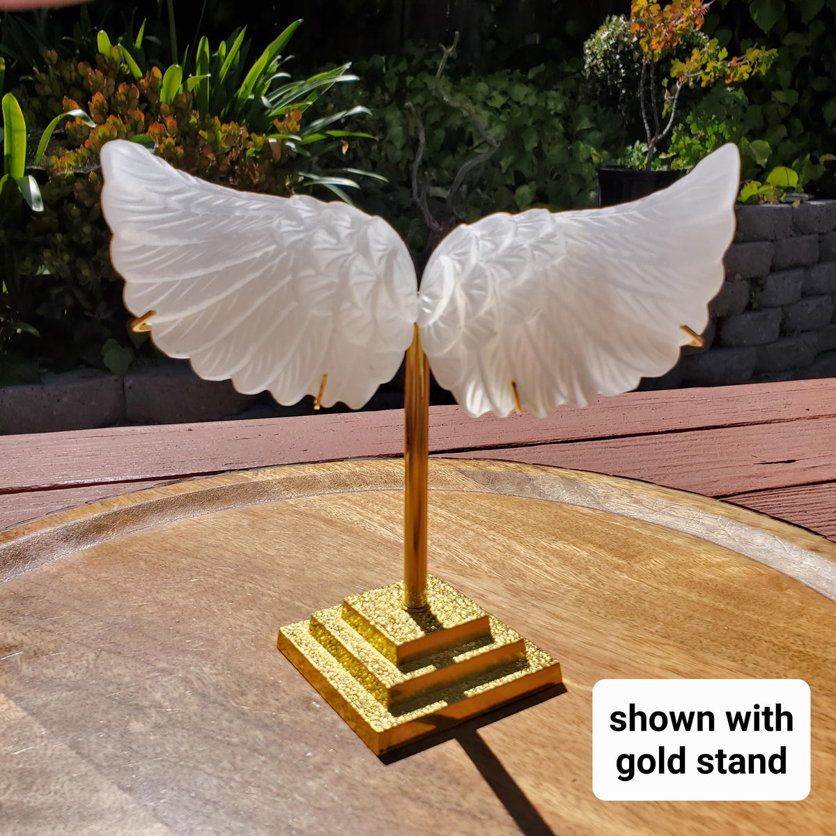 Selenite Angel Wings on Stand - Tranquility, Blessings, Love & Light - Satin Spar Selenite Wings Healing Stone Crystals