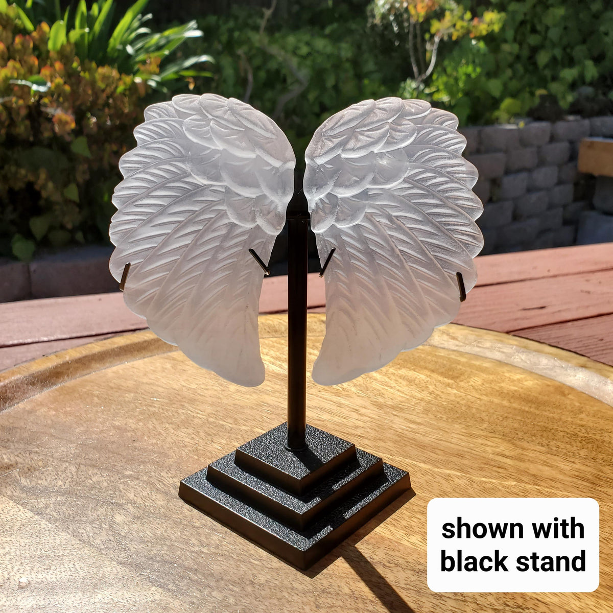 Selenite Angel Wings on Stand - Tranquility, Blessings, Love & Light - Satin Spar Selenite Wings Healing Stone Crystals