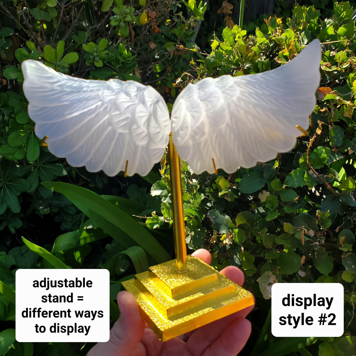 Selenite Angel Wings on Stand - Tranquility, Blessings, Love & Light - Satin Spar Selenite Wings Healing Stone Crystals
