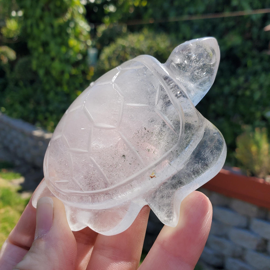 Quartz Turtle - Counteracts Negativity, Energizes Positivity - Crystal Turtle Carving Healing Gemstone Tortoise Figurine Paperweight