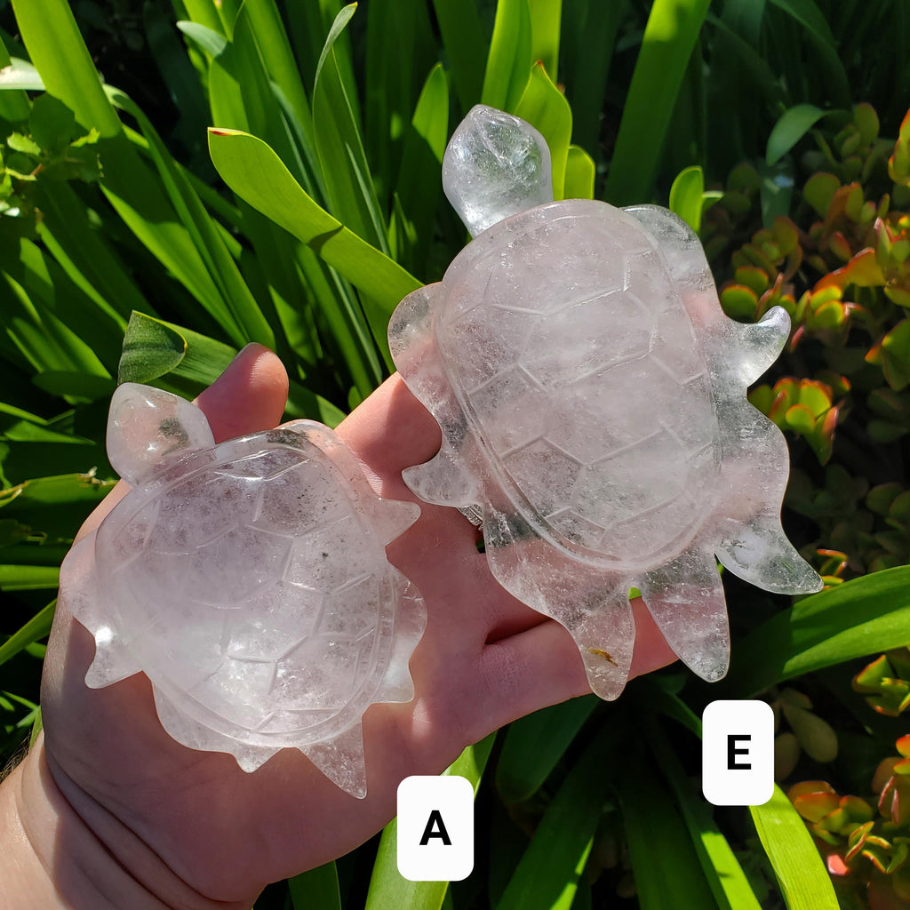 Quartz Turtle - Counteracts Negativity, Energizes Positivity - Crystal Turtle Carving Healing Gemstone Tortoise Figurine Paperweight